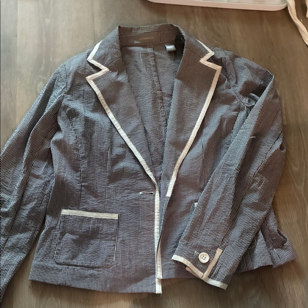 Women's Striped Blazer with White Trim